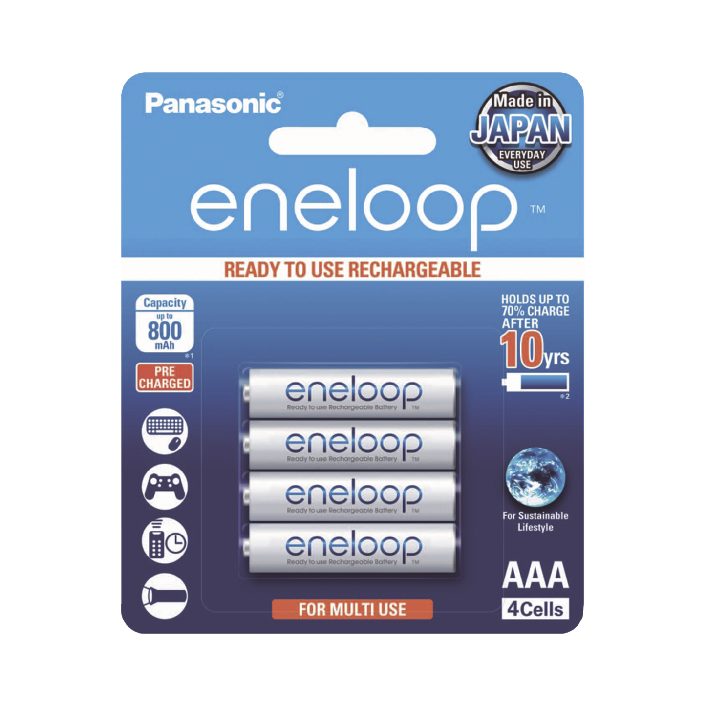 Batería Recargable AAA 1.2V ENELOOP Ni-HM Paquete de 4 Baterías PANASONIC BK4MCCE/4BT - SILYMX