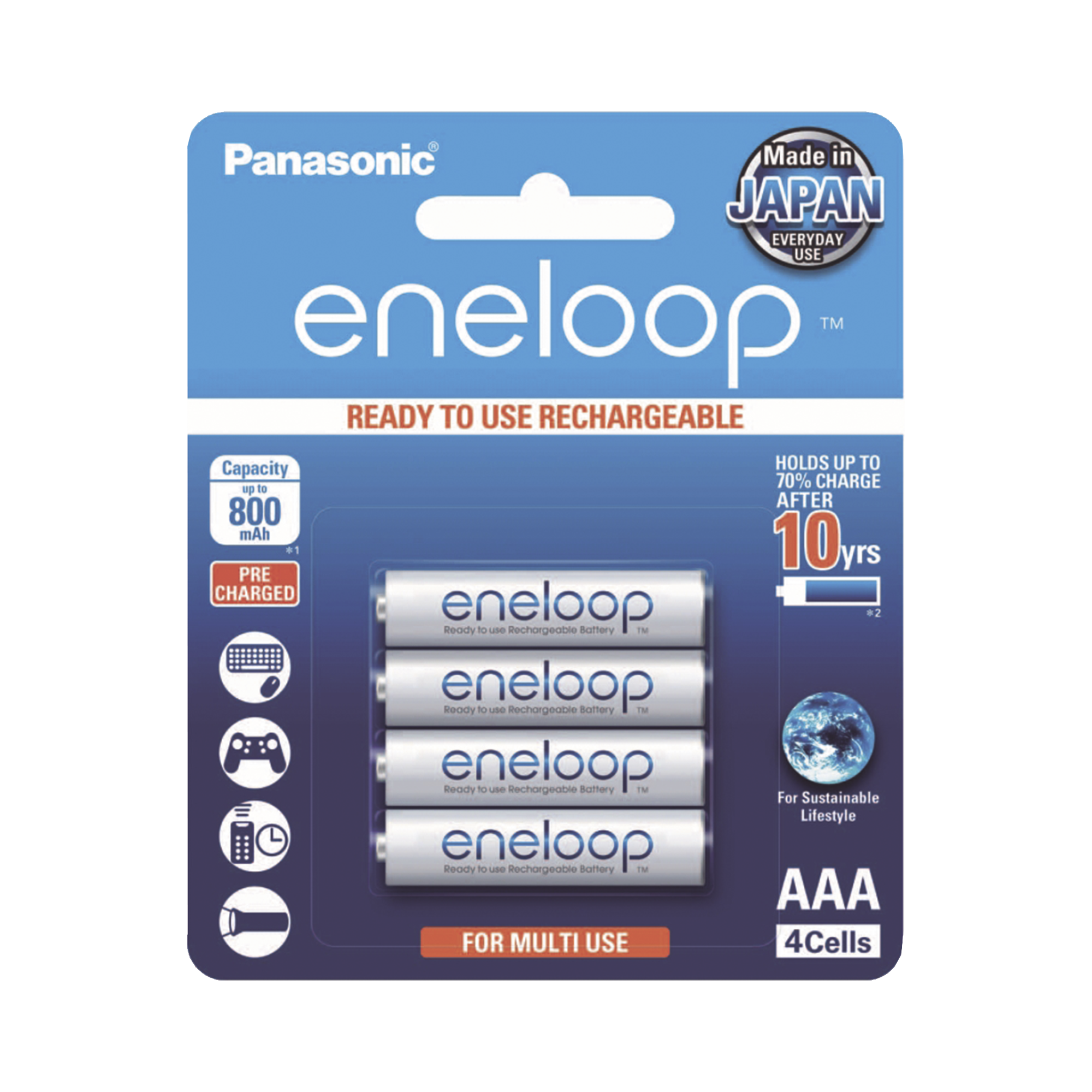 Batería Recargable AAA 1.2V ENELOOP Ni-HM Paquete de 4 Baterías PANASONIC BK4MCCE/4BT - SILYMX