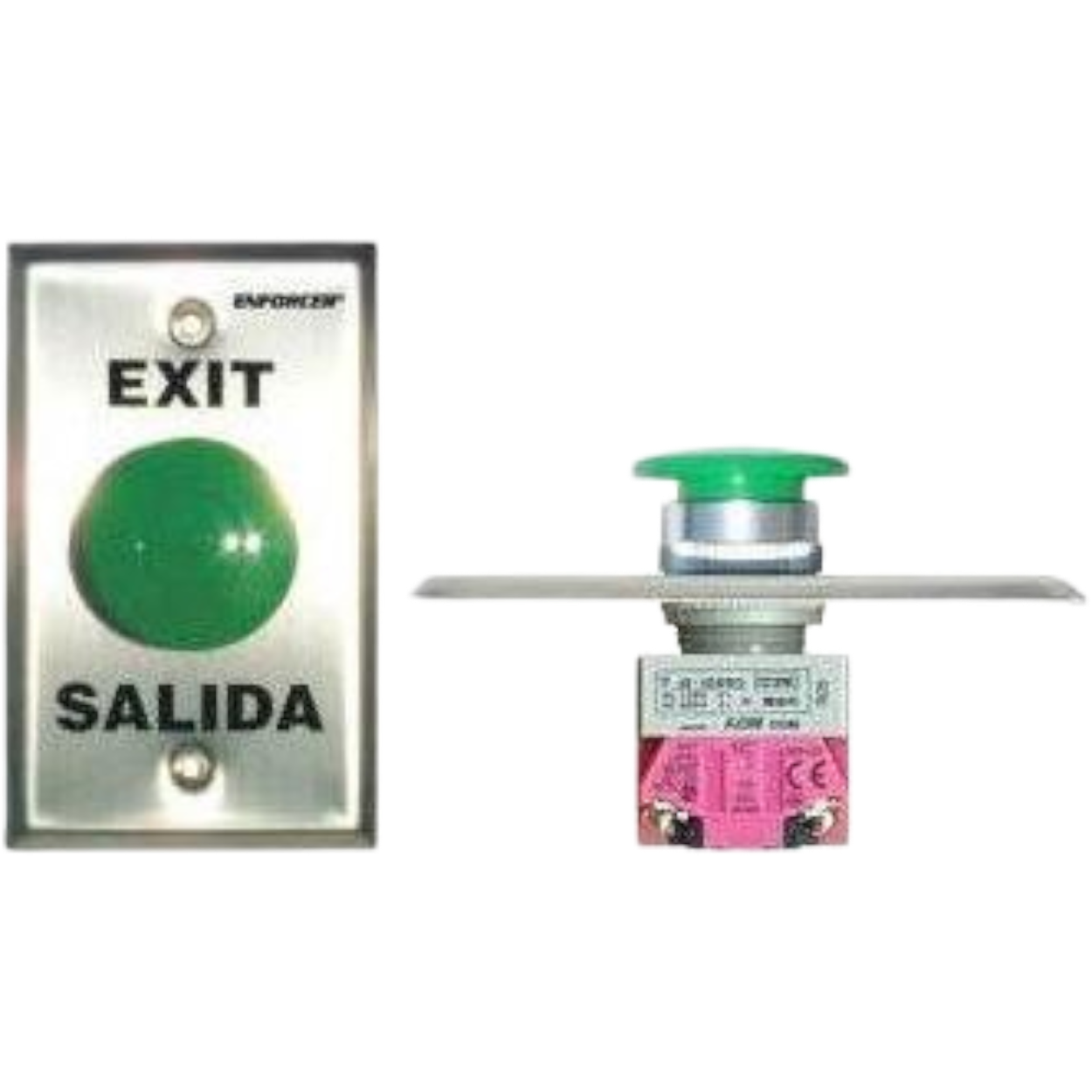 Placa Con Botón Para Presionar De Color Verde De Salida. "Exit" y "Salida,"SD-7201GCPE1Q - SILYMX