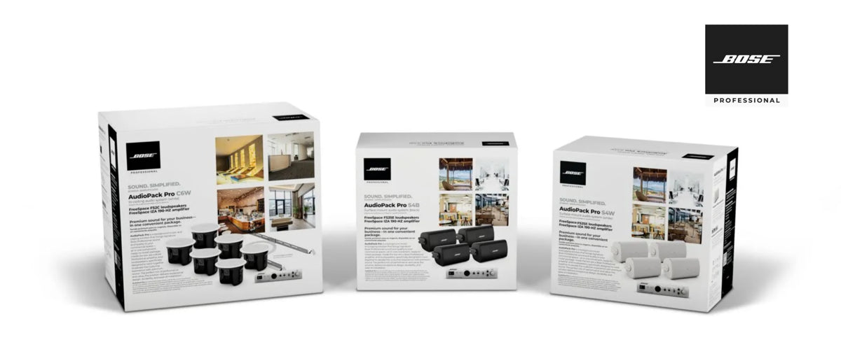 Kit Audio Comercial All-in-One Amplificador 4 Altavoces Pared FreeSpace Bose AUDIO-PACK-PRO-S4W