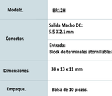 Bolsa de 10 Conectores Macho Para Alimentación de Camaras Terminales Tipo Tornillo Positivo y Negativo Resistente a la Oxidación SAXXON PSUBR12H - SILYMX