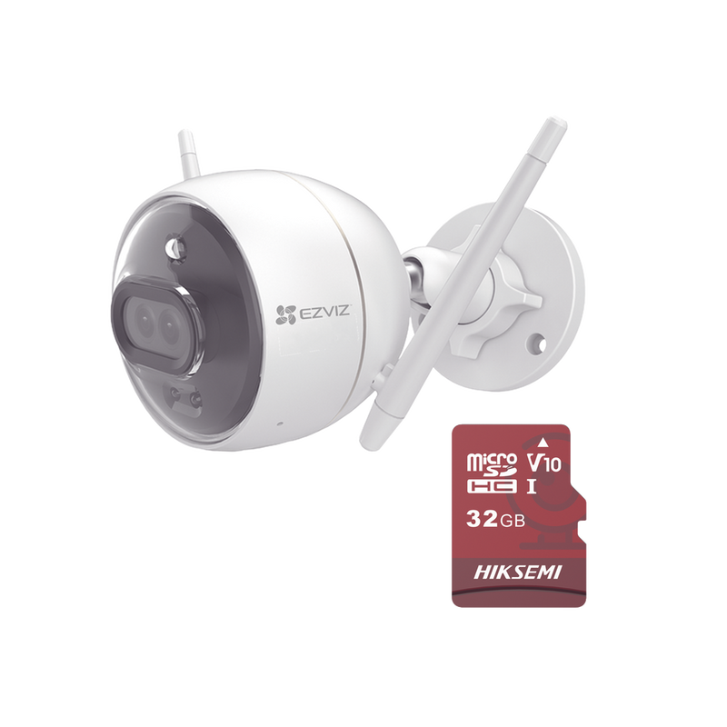Kit de Camara WiFi y Memoria Micro SD Incluye 1 Pieza C3X y 1 Memoria MicroSD 32GB Audio de Dos Vías Colores en Oscuridad Detección Humana y de Vehículo C3X/KM - SILYMX