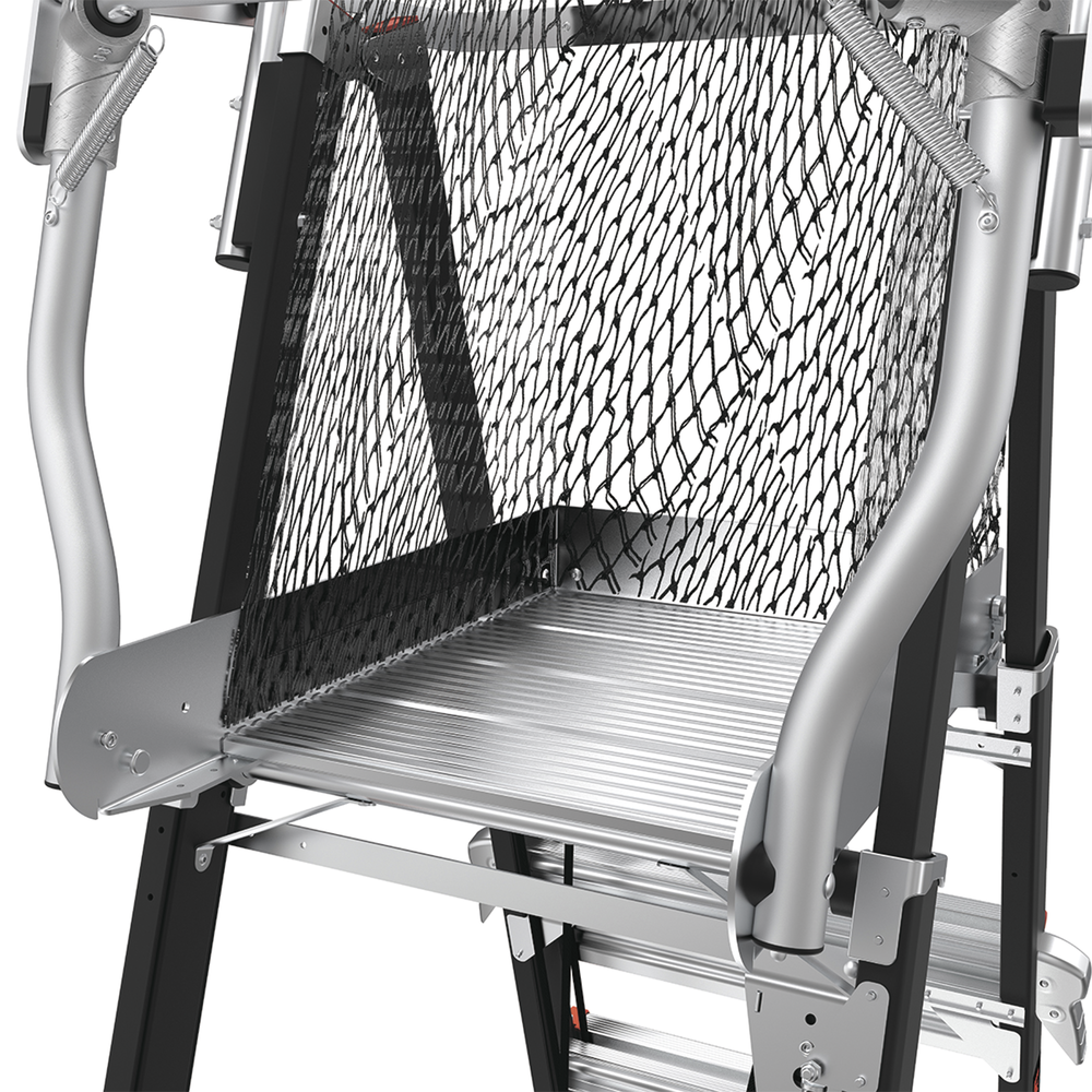 Escalera de Fibra de Vidrio con Jaula de 8'-14' 2.44 - 4.27 m. Con Ajuste en Ruedas RATCHET Leveler  CAGE8FTR - SILYMX