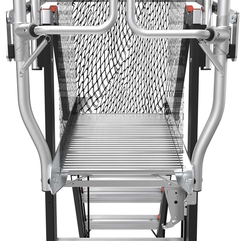 Escalera de Fibra de Vidrio con Jaula de 8'-14' 2.44 - 4.27 m. Con Ajuste en Ruedas RATCHET Leveler  CAGE8FTR - SILYMX