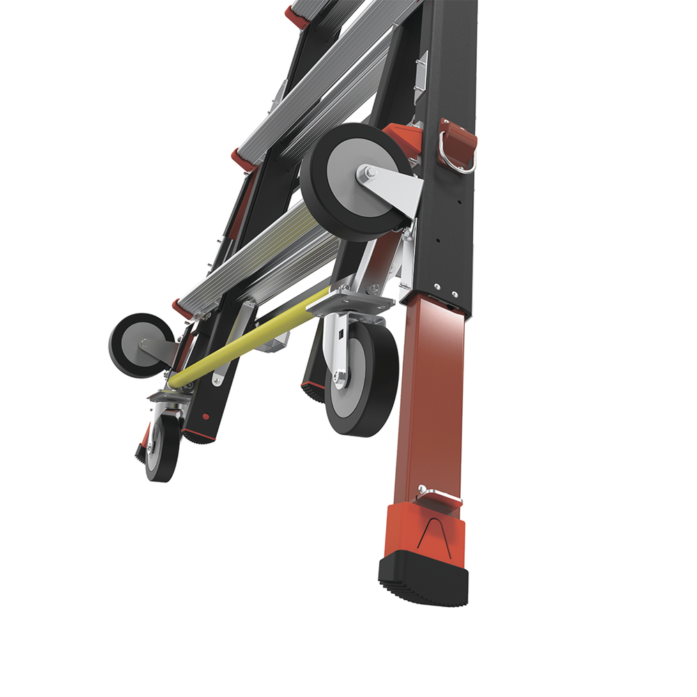 Escalera de Fibra de Vidrio con Jaula de 8'-14' 2.44 - 4.27 m. Con Ajuste en Ruedas RATCHET Leveler  CAGE8FTR - SILYMX
