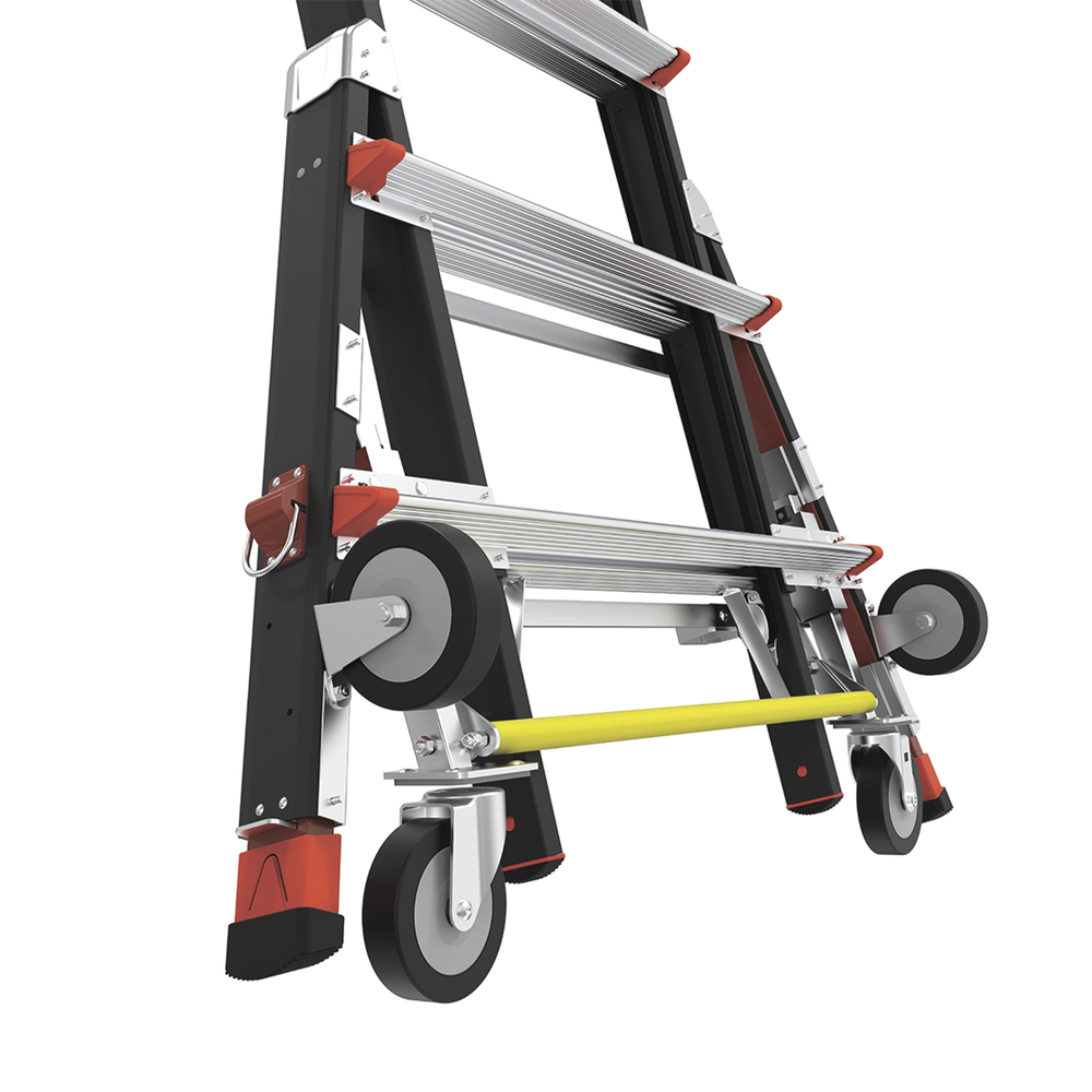 Escalera de Fibra de Vidrio con Jaula de 8'-14' 2.44 - 4.27 m. Con Ajuste en Ruedas RATCHET Leveler  CAGE8FTR - SILYMX