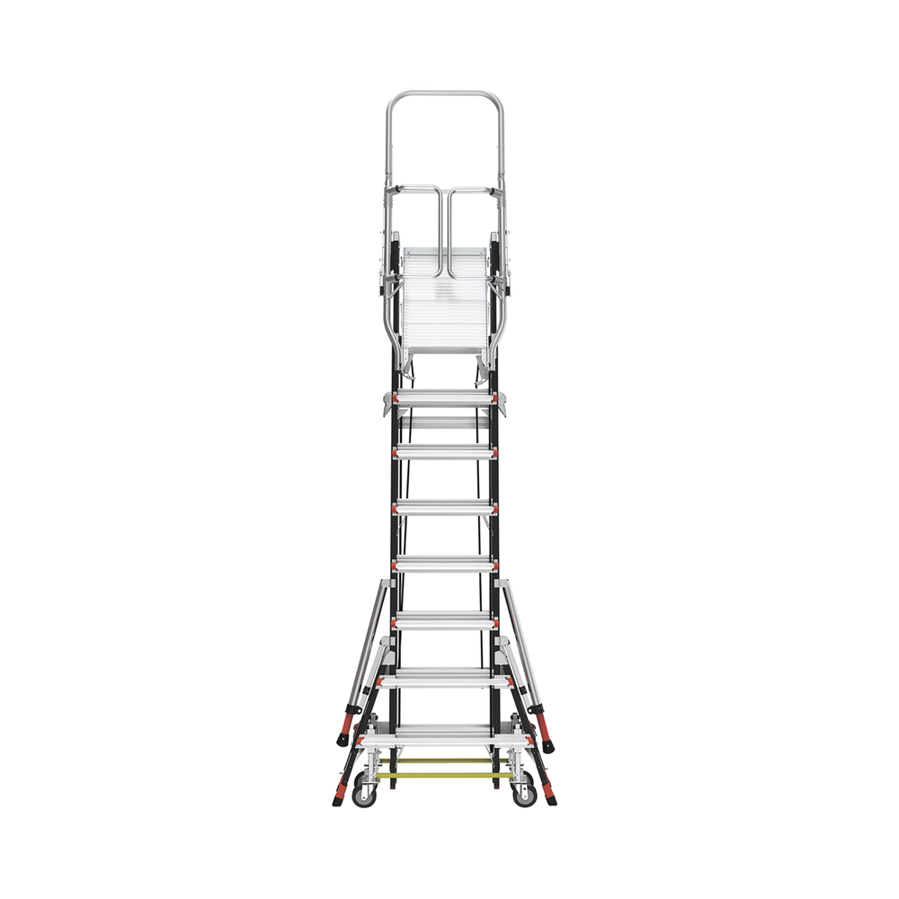 Escalera de Fibra de Vidrio con Jaula de 8'-14' 2.44 - 4.27 m. Con Ajuste en Ruedas RATCHET Leveler  CAGE8FTR - SILYMX
