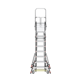 Escalera de Fibra de Vidrio con Jaula de 8'-14' 2.44 - 4.27 m. Con Ajuste en Ruedas RATCHET Leveler  CAGE8FTR - SILYMX