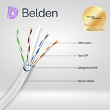 Bobina de Cable UTP Cat6a Belden CMR Riser Blanco 305 Metros 10GXW12 0091000 - SILYMX