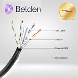 Bobina de Cable Utp Cat6 Forro Polietileno Planta Externa Osp Negro 4 Pares Con Gel 350 Mhz Calibre 24 Awg 100% Cobre Uso Exterior 305 Metros OSP6U 0101000 - SILYMX