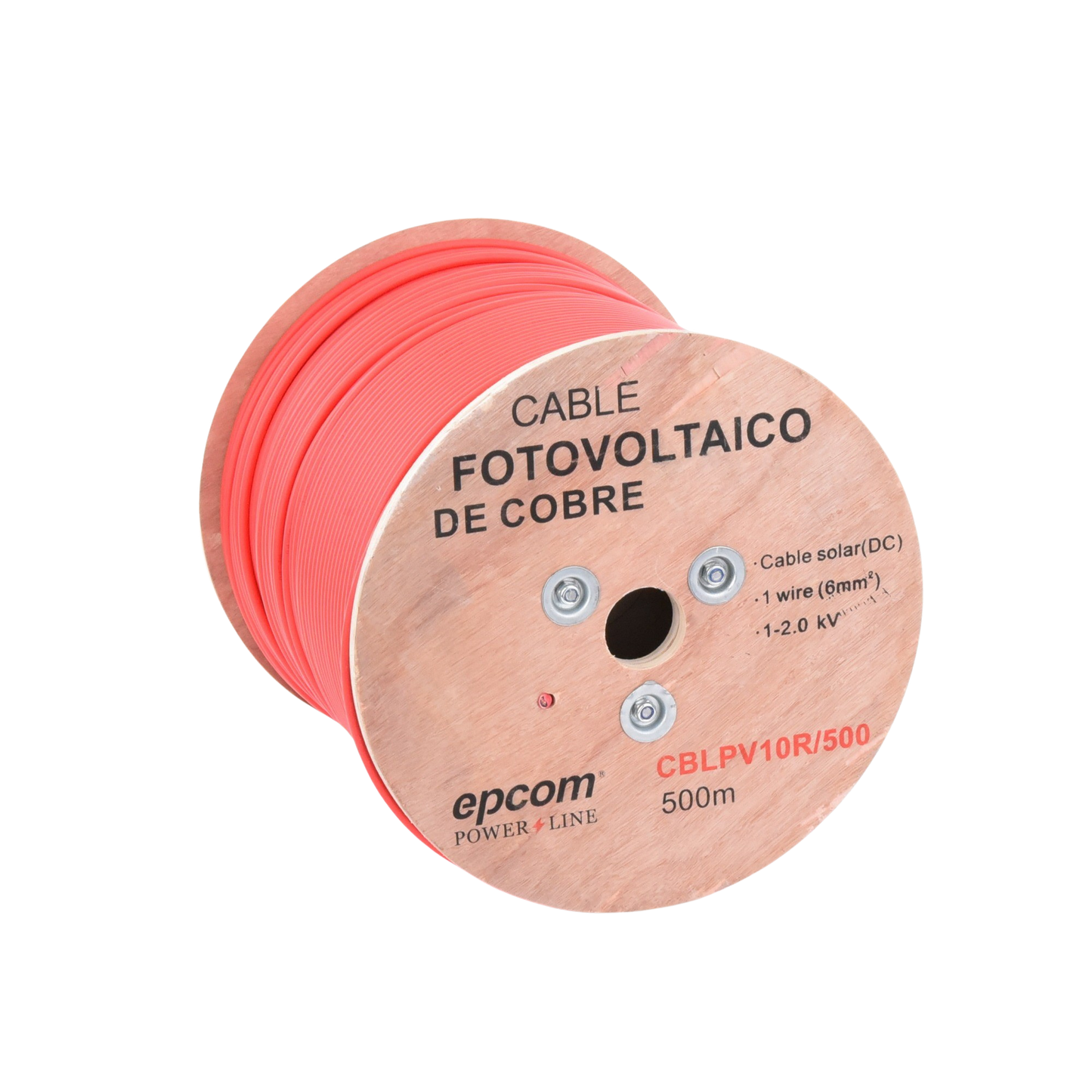Carrete de 500 Metros Cable Fotovoltaico Rojo  Material COBRE 6mm² (10AWG) 2000 Vcc EPCOM POWERLINE CBL-PV-10R/500