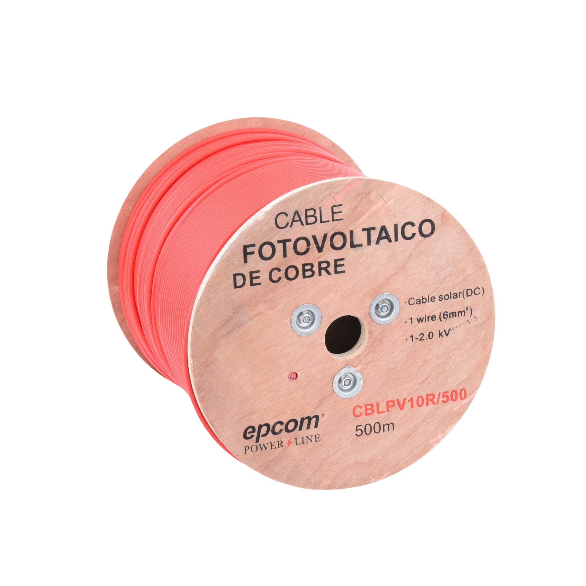 Carrete de 500 Metros Cable Fotovoltaico Rojo  Material COBRE 6mm² (10AWG) 2000 Vcc EPCOM POWERLINE CBL-PV-10R/500
