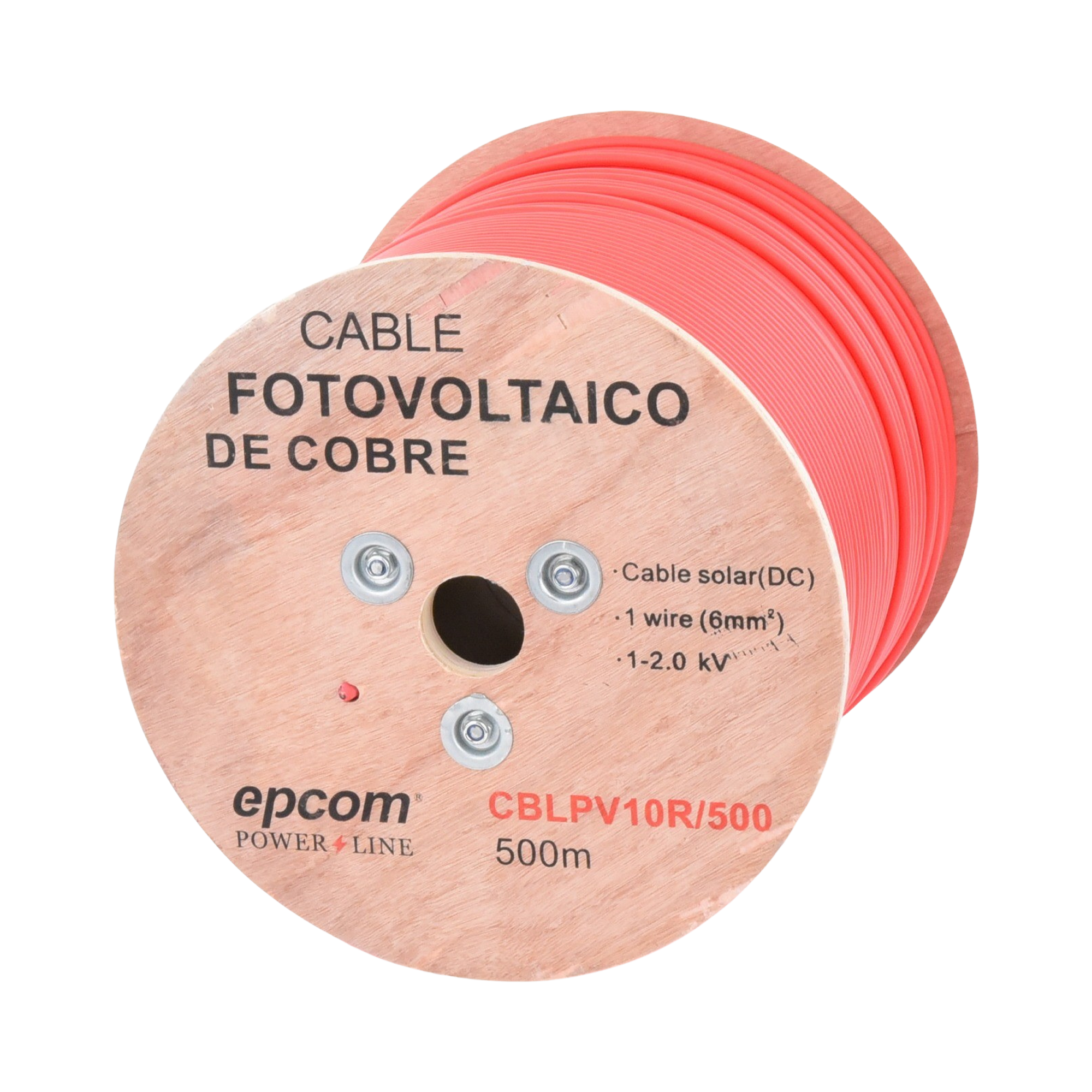 Carrete de 500 Metros Cable Fotovoltaico Rojo  Material COBRE 6mm² (10AWG) 2000 Vcc EPCOM POWERLINE CBL-PV-10R/500 - SILYMX