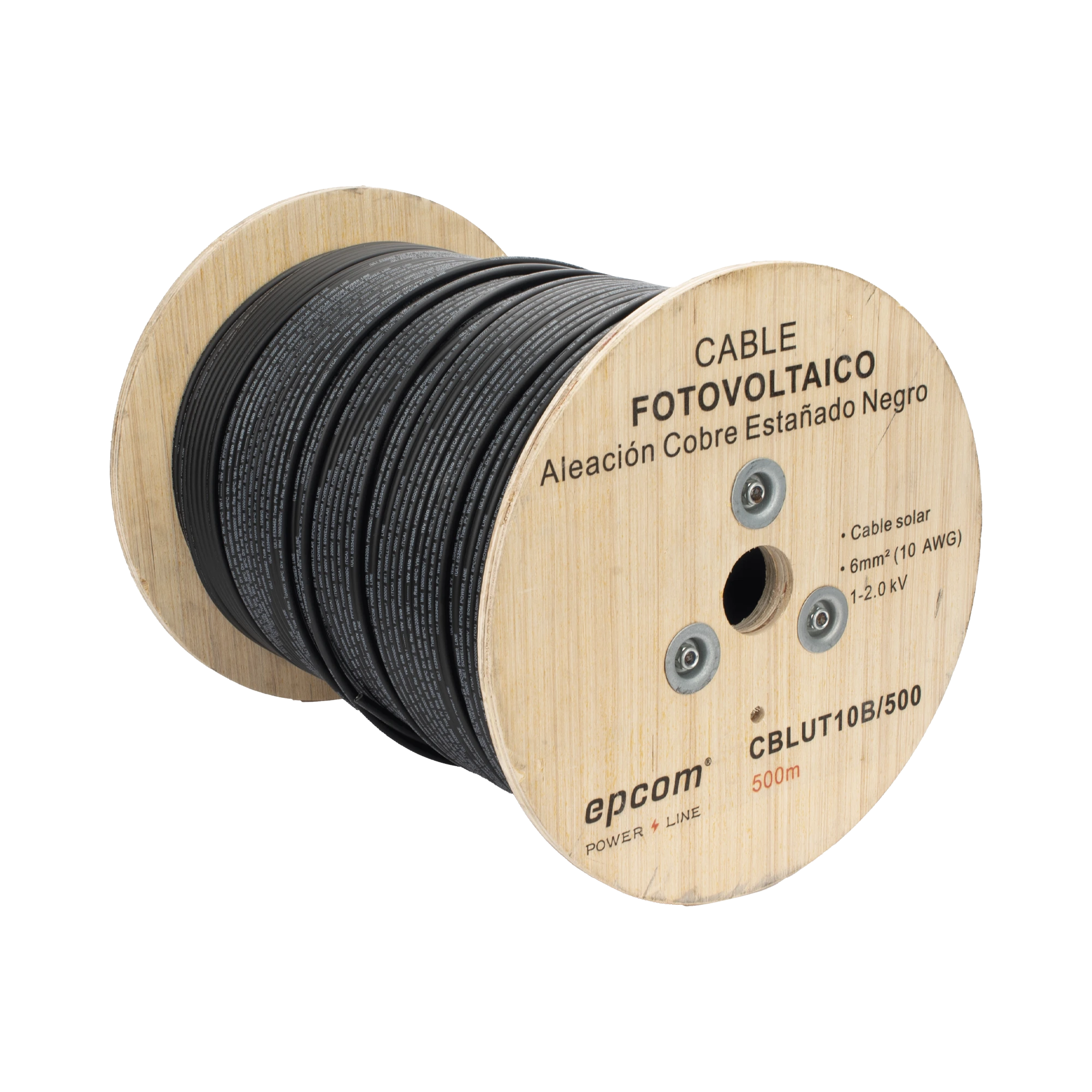 Cable Fotovoltaico 500m 6mm² 10 AWG 2000V Cobre Estañado UL TUV Epcom Powerline CBL-UT-10B/500