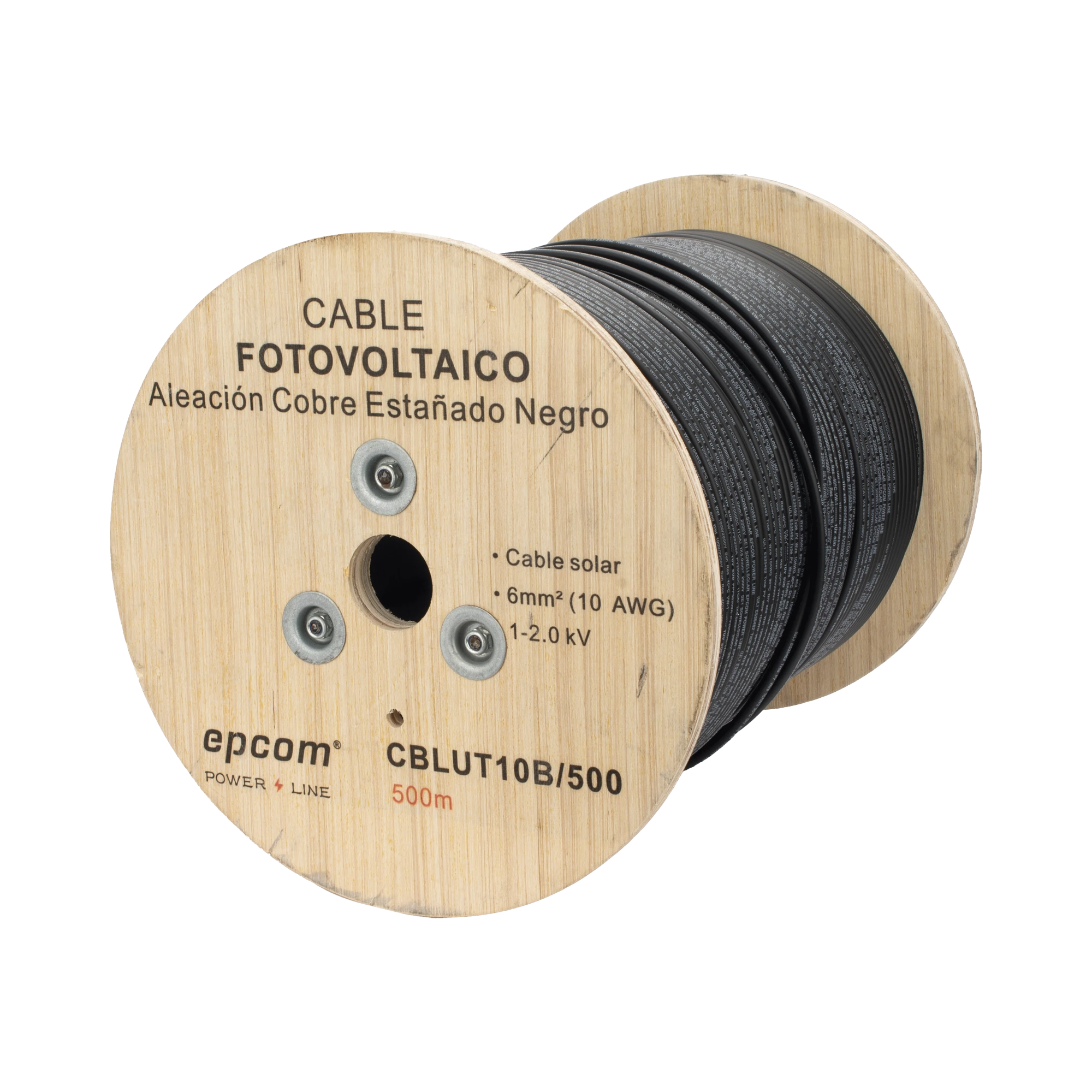 Cable Fotovoltaico 500m 6mm² 10 AWG 2000V Cobre Estañado UL TUV Epcom Powerline CBL-UT-10B/500