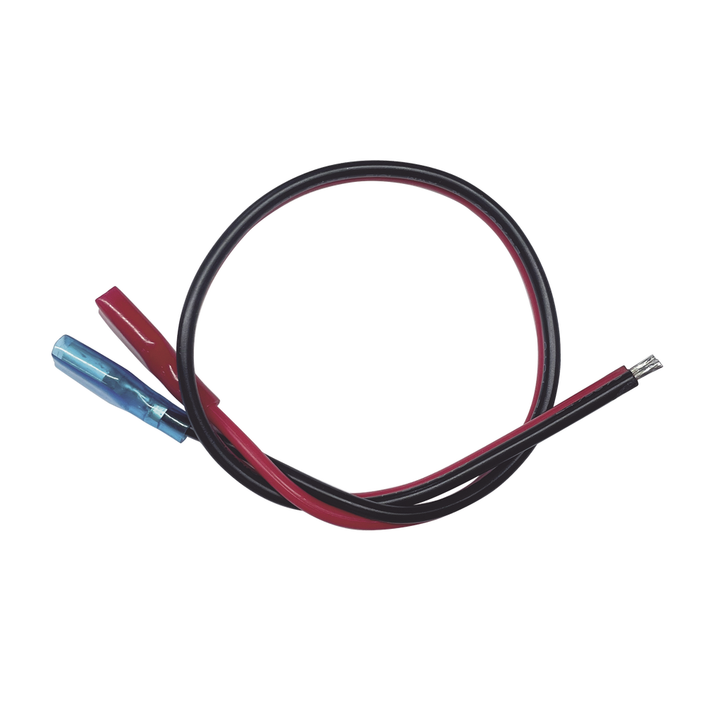 Cables en paquete dual cable rojo y negro 30 cm terminal F1 en un extremo puntas libres en el otro Conexión a baterías de respaldo EPCOM POWERLINE CBRNF1P30D - SILYMX