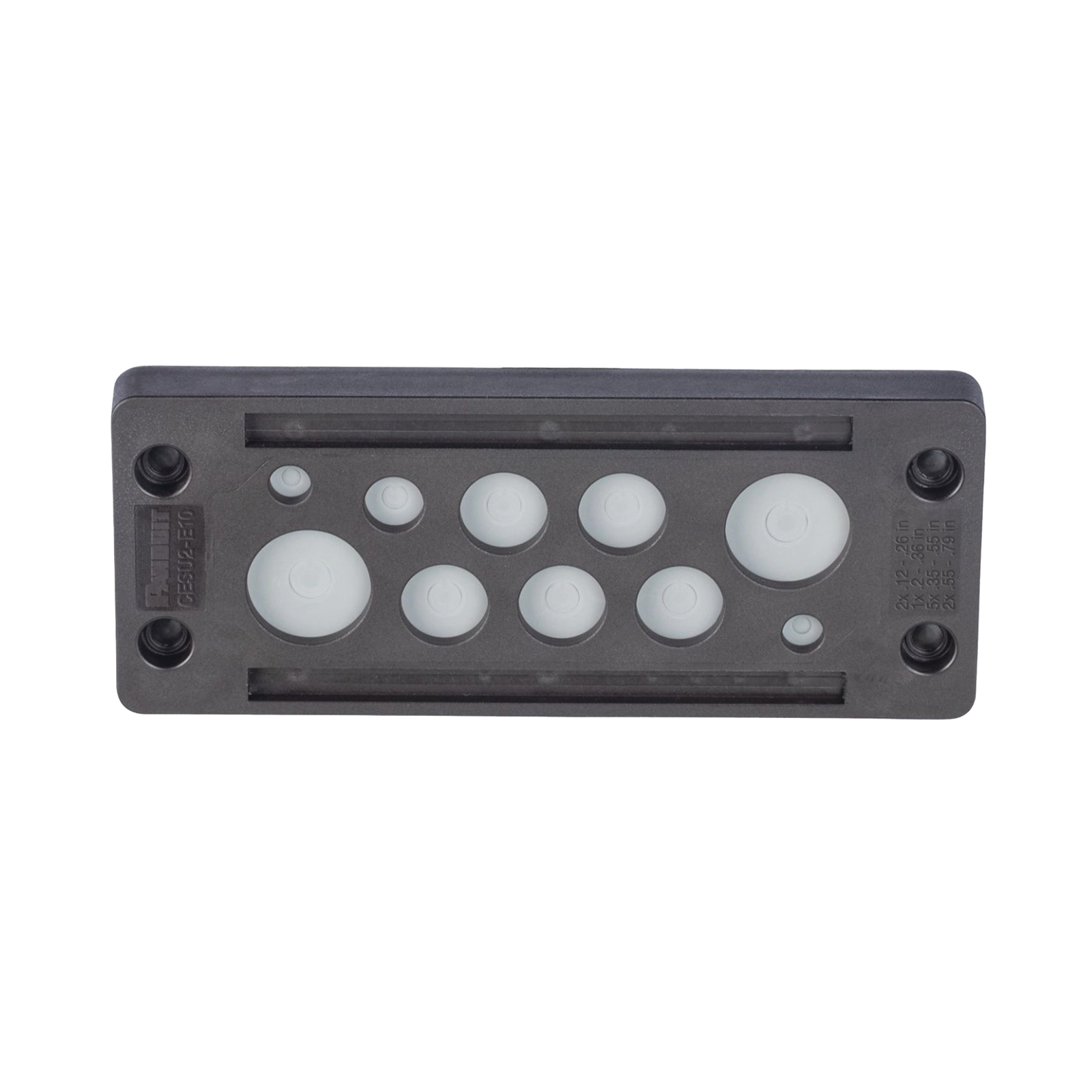 Pasacable de 10 Orificios de Marco Rectangular, IP65, 4.41" X 1.42", para Cables no Terminados, Color Negro PANDUIT CESU2-E10 - SILYMX