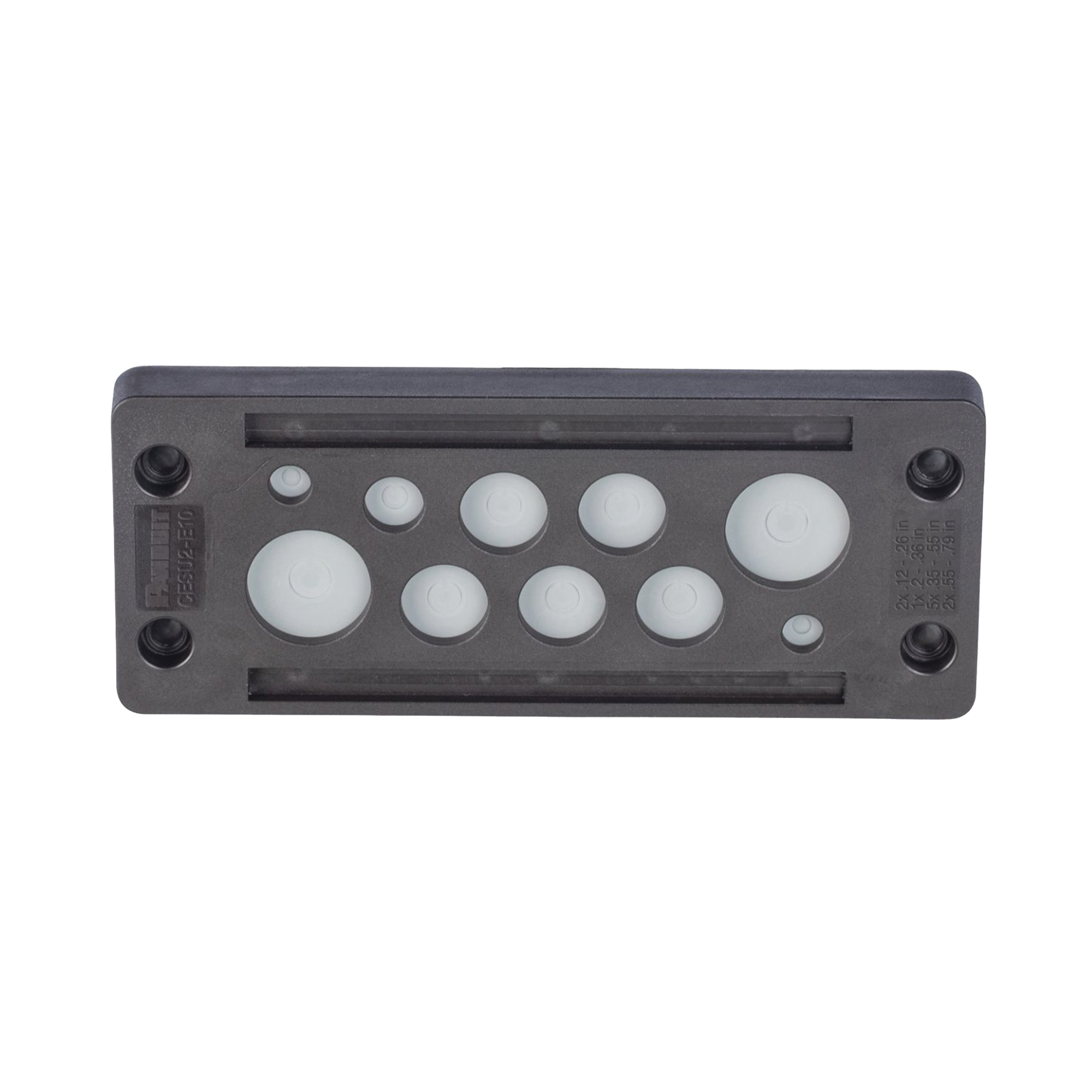 Pasacable de 10 Orificios de Marco Rectangular, IP65, 4.41" X 1.42", para Cables no Terminados, Color Negro PANDUIT CESU2-E10 - SILYMX