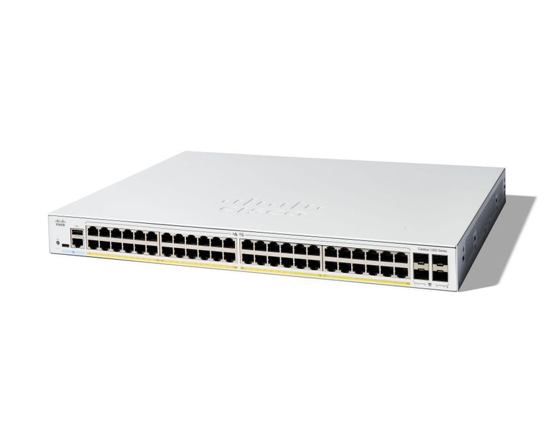 Switch Cisco Gigabit Ethernet Catalyst 1200, 48 Puertos PoE+ 10/100/1000Mbps + 4 Puertos SFP, 375W, 104 Gbit/s, 1000 Entradas - Administrable - SILYMX