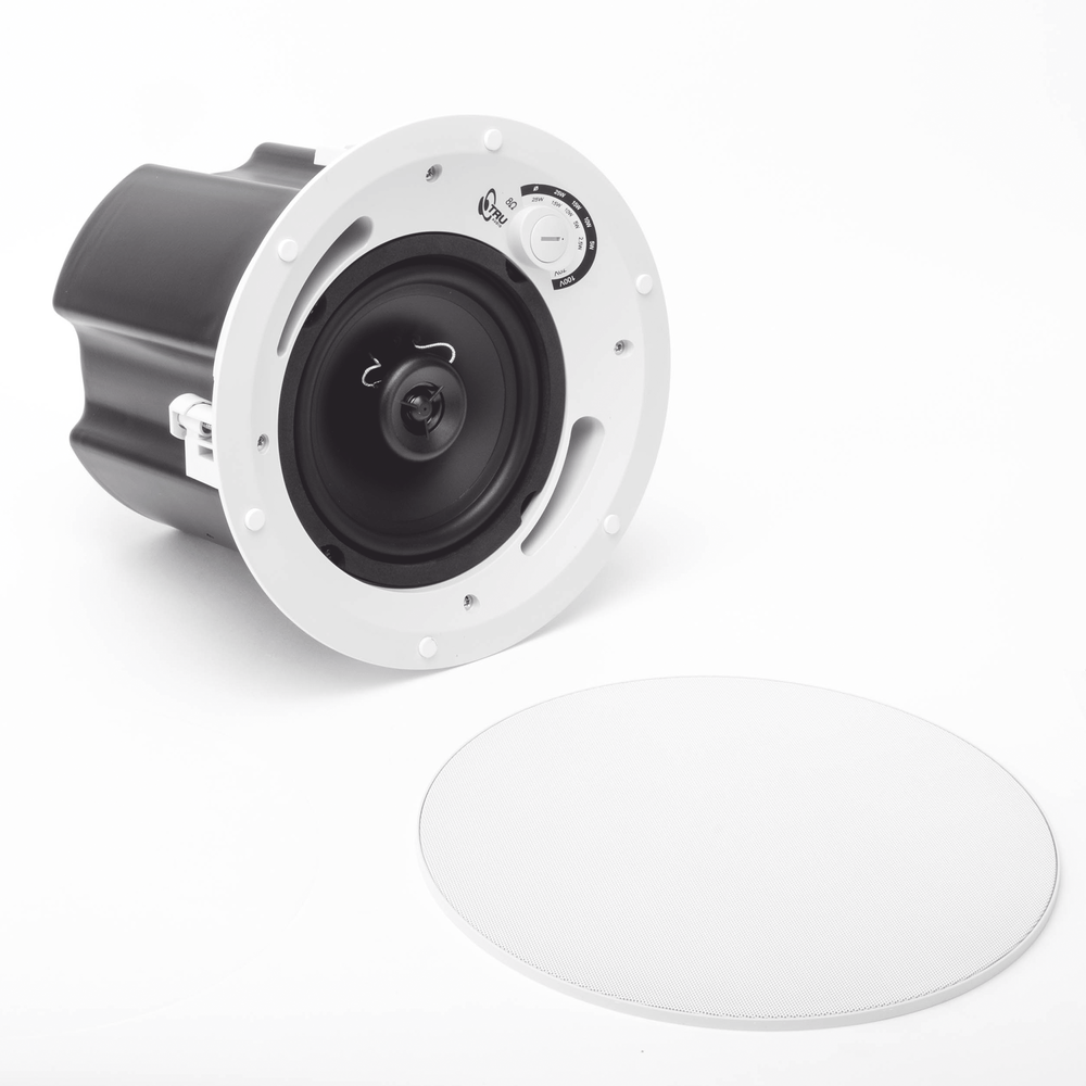 Bocina Plafon TRUAUDIO Altavoz comercial de 2 vías, 70V/100V 8 Ohms en techo woofer de polipropileno 6.5 in tweeter PEI 3/4in 5-60 Watts CL-70V-6UL - SILYMX