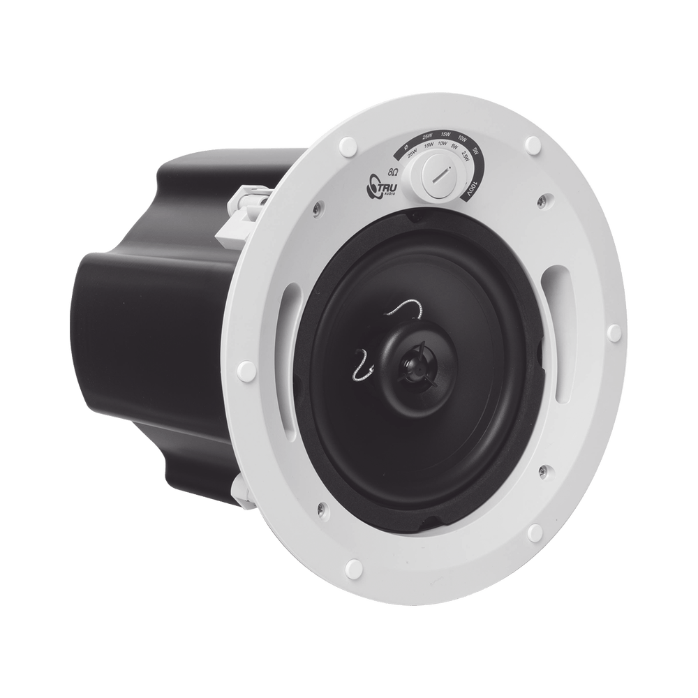 Bocina Plafon TRUAUDIO Altavoz comercial de 2 vías, 70V/100V 8 Ohms en techo woofer de polipropileno 6.5 in tweeter PEI 3/4in 5-60 Watts CL-70V-6UL - SILYMX