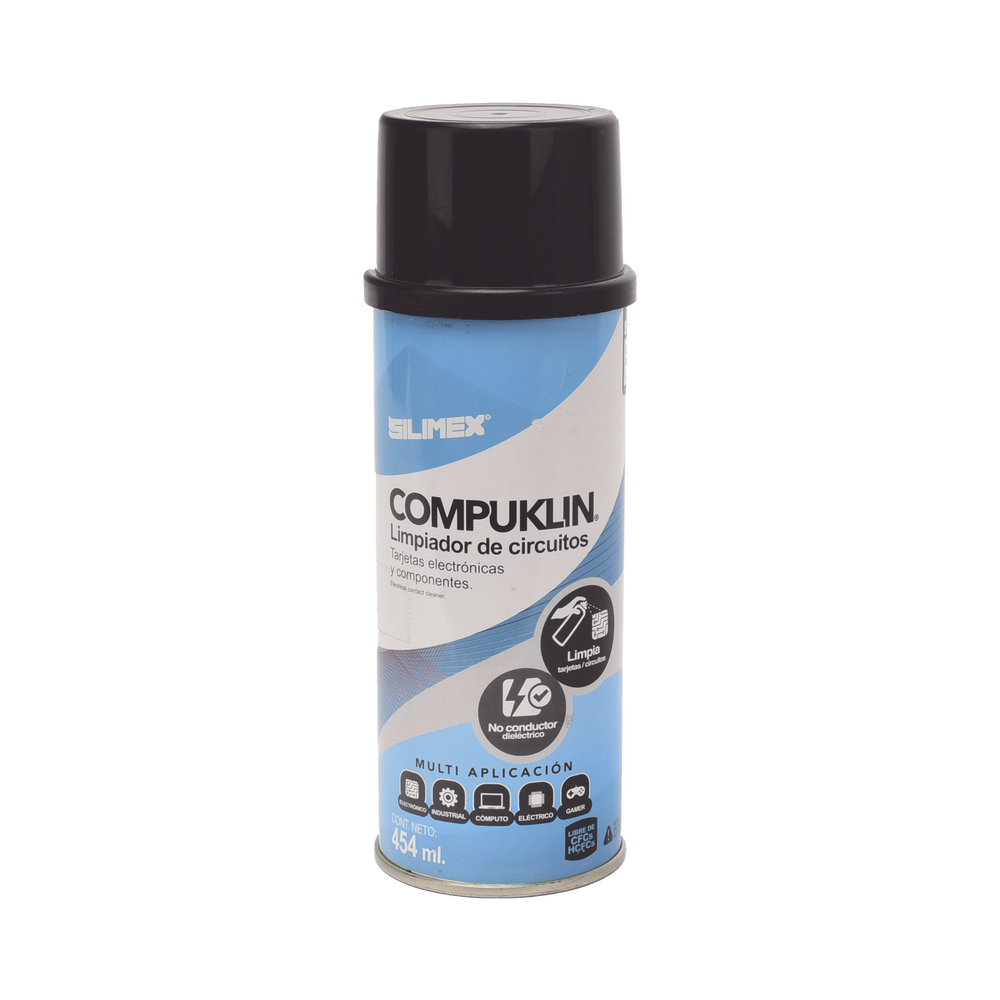 Limpiador desengrasante en aerosol dieléctrico, para tarjetas electrónicas y circuitos, bote 454 ml COMPUKLIN - SILYMX