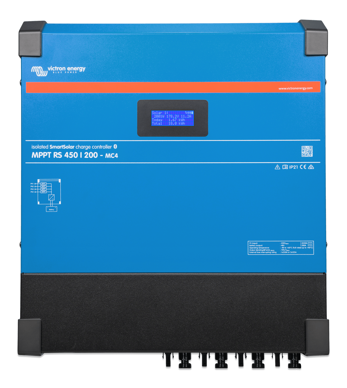 Controlador de carga Victron para banco de bateria 12-48V, voltaje de entrada Max 450V & 200A de carga
