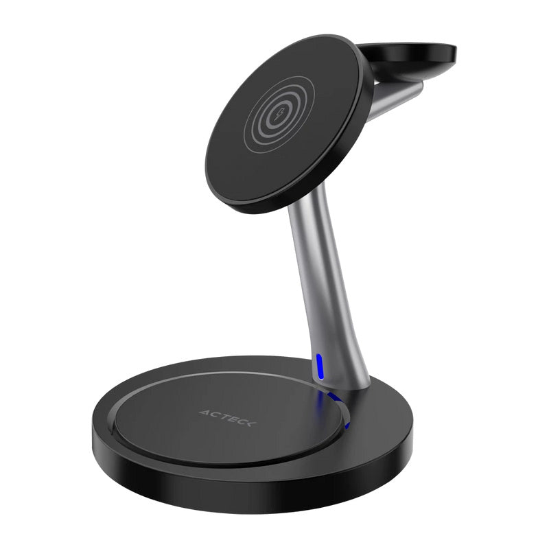 Accesorios ElectricosActeckAC-937139Cargador Inalámbrico Acteck Energon S - Mate CI740 | 15W, USB - C, 3 en 1, Compatible iPhone, Apple Watch y AirPods - SILYMX