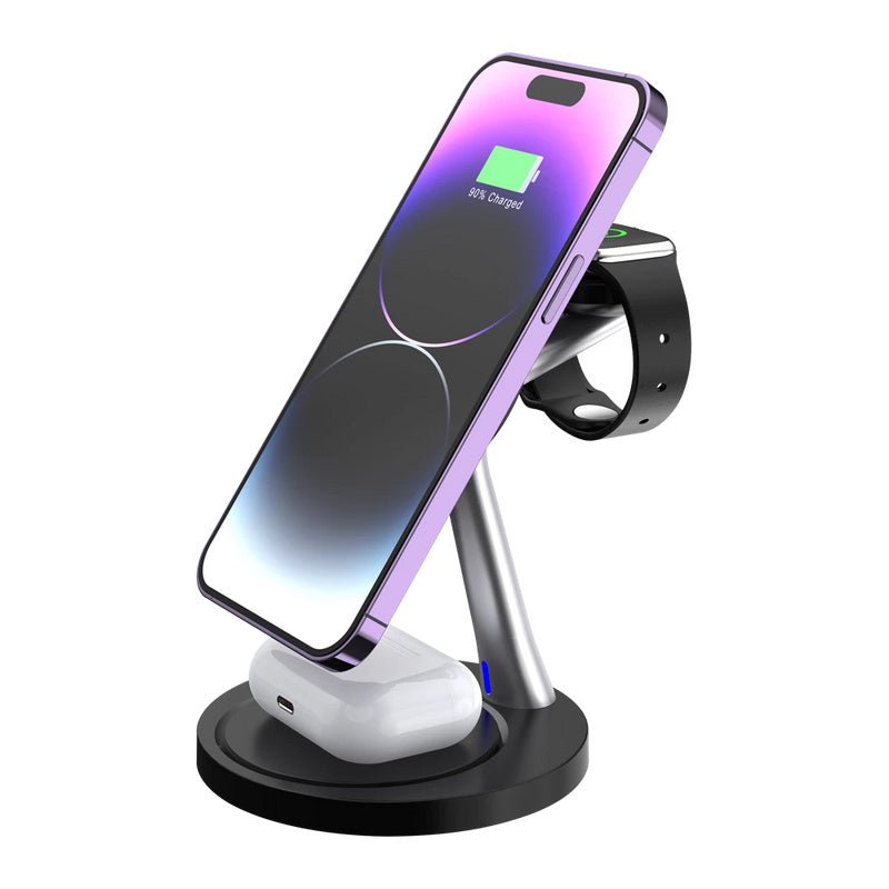 Accesorios ElectricosActeckAC-937139Cargador Inalámbrico Acteck Energon S - Mate CI740 | 15W, USB - C, 3 en 1, Compatible iPhone, Apple Watch y AirPods - SILYMX
