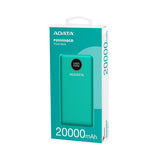 PowerBank ADATA P20000QCD 20,000 mAh, QC 3.0 & USB PD 3.0, LCD, 2×USB-A + 1×USB-C – Verde - SILYMX