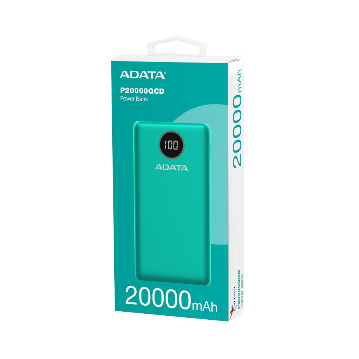 PowerBank ADATA P20000QCD 20,000 mAh, QC 3.0 & USB PD 3.0, LCD, 2×USB-A + 1×USB-C – Verde - SILYMX