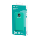 PowerBank ADATA P20000QCD 20,000 mAh, QC 3.0 & USB PD 3.0, LCD, 2×USB-A + 1×USB-C – Verde