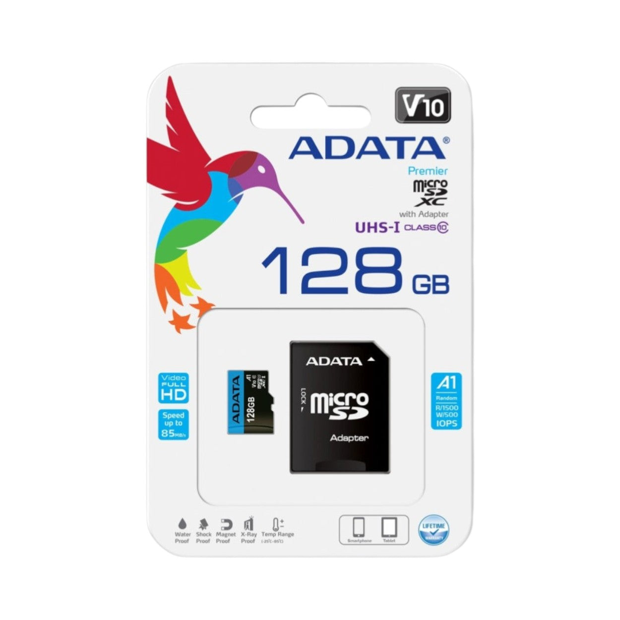 Memoria Flash Adata Premier, 128GB MicroSDXC UHS-I Clase 10, con Adaptador AUSDX128GUICL10A1-RA1 - SILYMX