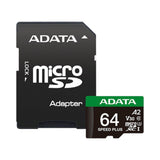 MicroSD ADATA SPEED PLUS 64GB · UHS-I U3 · V30 · Clase 10 · A2 · 180/160 MB/s · UD64GUI3V30A2SP-RA1 - SILYMX