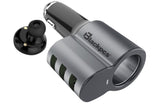 Accesorios para Computadora y SmartphonesBlackpcsEPI053BT-BLCargador para Auto Blackpcs EPI053BT - BL con Bluetooth, Manos Libres y 3 Puertos USB 3.4A – Negro - SILYMX