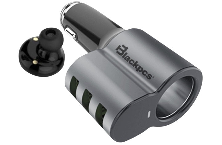 Accesorios para Computadora y SmartphonesBlackpcsEPI053BT-BLCargador para Auto Blackpcs EPI053BT - BL con Bluetooth, Manos Libres y 3 Puertos USB 3.4A – Negro - SILYMX
