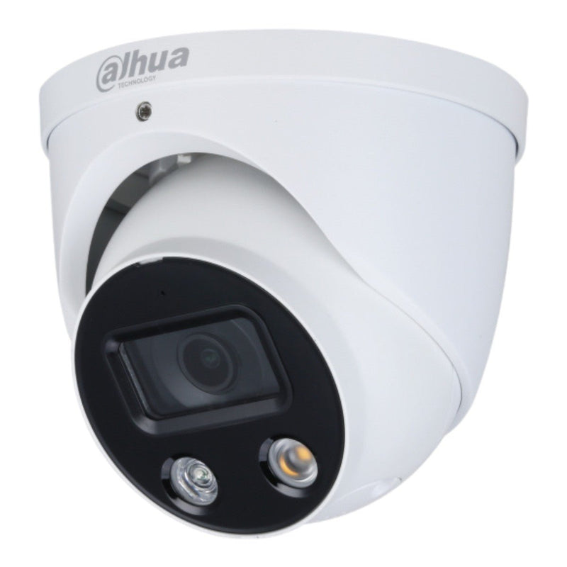 Camara IP Domo TiOC de 4 Megapixeles WizSense Lente de 2.8 mm Angulo de 101 Grados Iluminador Dual Sirena Estrobo Azul y Rojo IR 30m SMD 4.0 Micrófono Integrado Ranura MicroSD IP67 PoE DH-IPC-HDW3449H-AS-PV - SILYMX