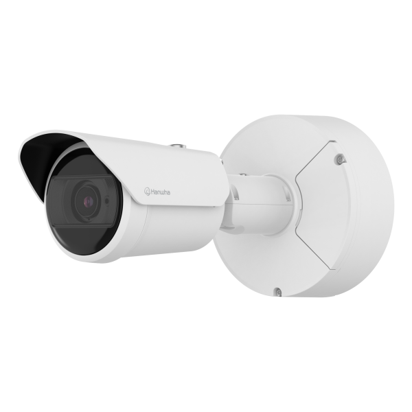 Cámara Bullet IP 4MP Zoom Motorizado 2x AI Detección Persona Vehículo Matrícula IR 60m WDR 120dB PoE+ Hanwha Wisenet PNO-A7082R