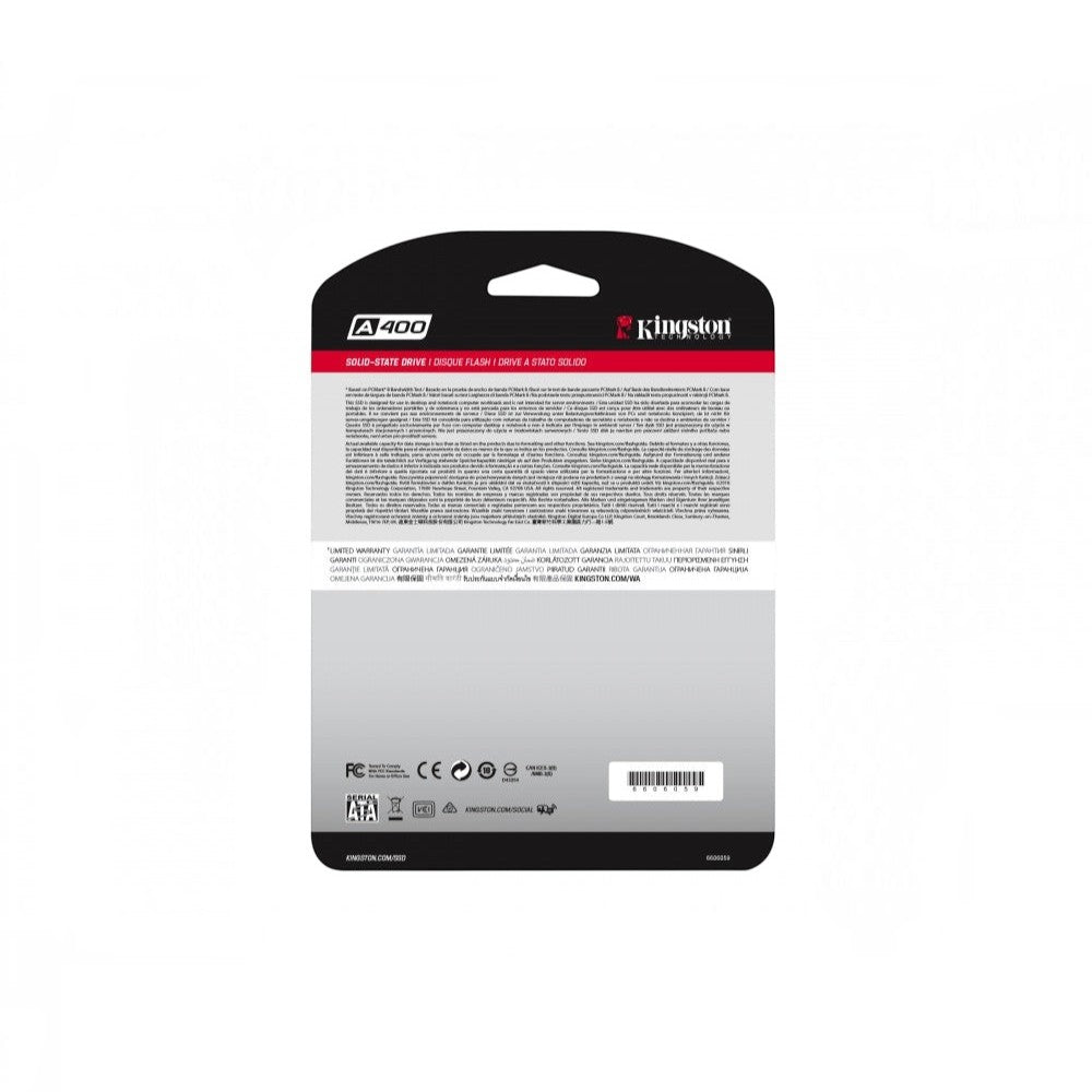 SSD Interno 240GB 2.5 SATA3 Lectura 500MB/s Escritura 320MB/s Kingston A400 SA400S37/240G
