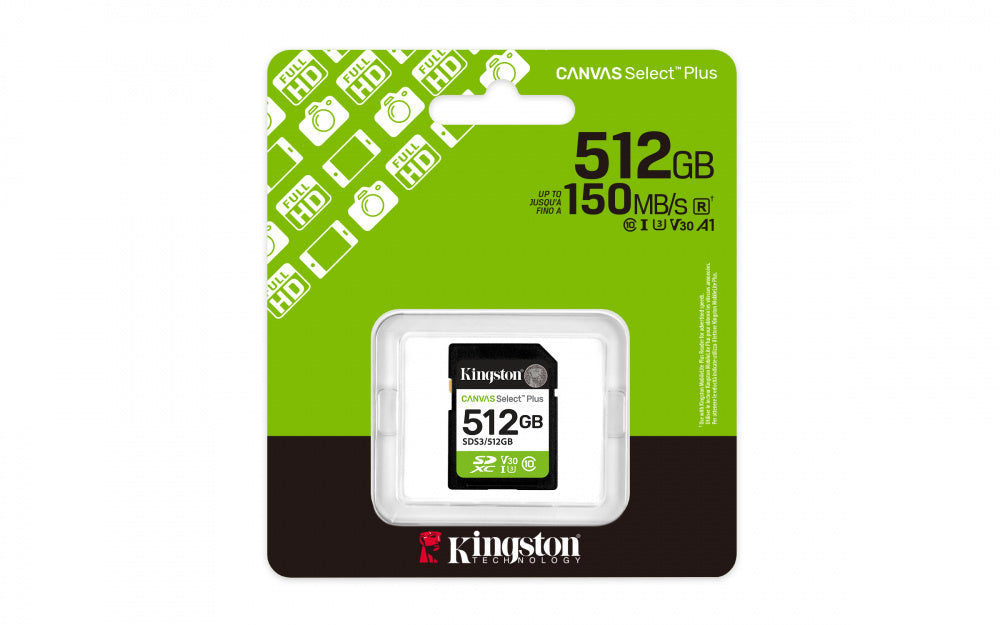 Memoria Flash Kingston Canvas Select Plus · 512GB · SD UHS-I Clase 10 · Hasta 150 MB/s SDS3/512GB - SILYMX