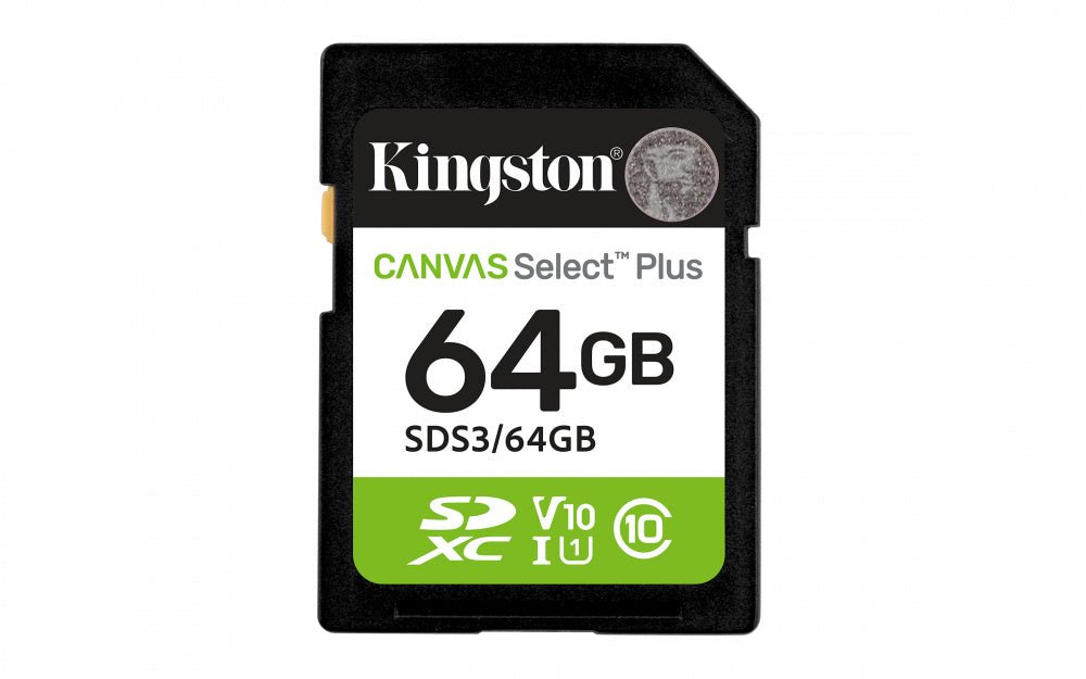 Memorias MicroSD y SDKingstonSDS3/64GBMemoria Flash Kingston Canvas Select Plus SDXC · 64GB · UHS - I Clase 10 · Hasta 100 MB/s SDS3/64GB - SILYMX