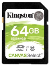 Memorias MicroSD y SDKingstonSDS3/64GBMemoria Flash Kingston Canvas Select Plus SDXC · 64GB · UHS - I Clase 10 · Hasta 100 MB/s SDS3/64GB - SILYMX