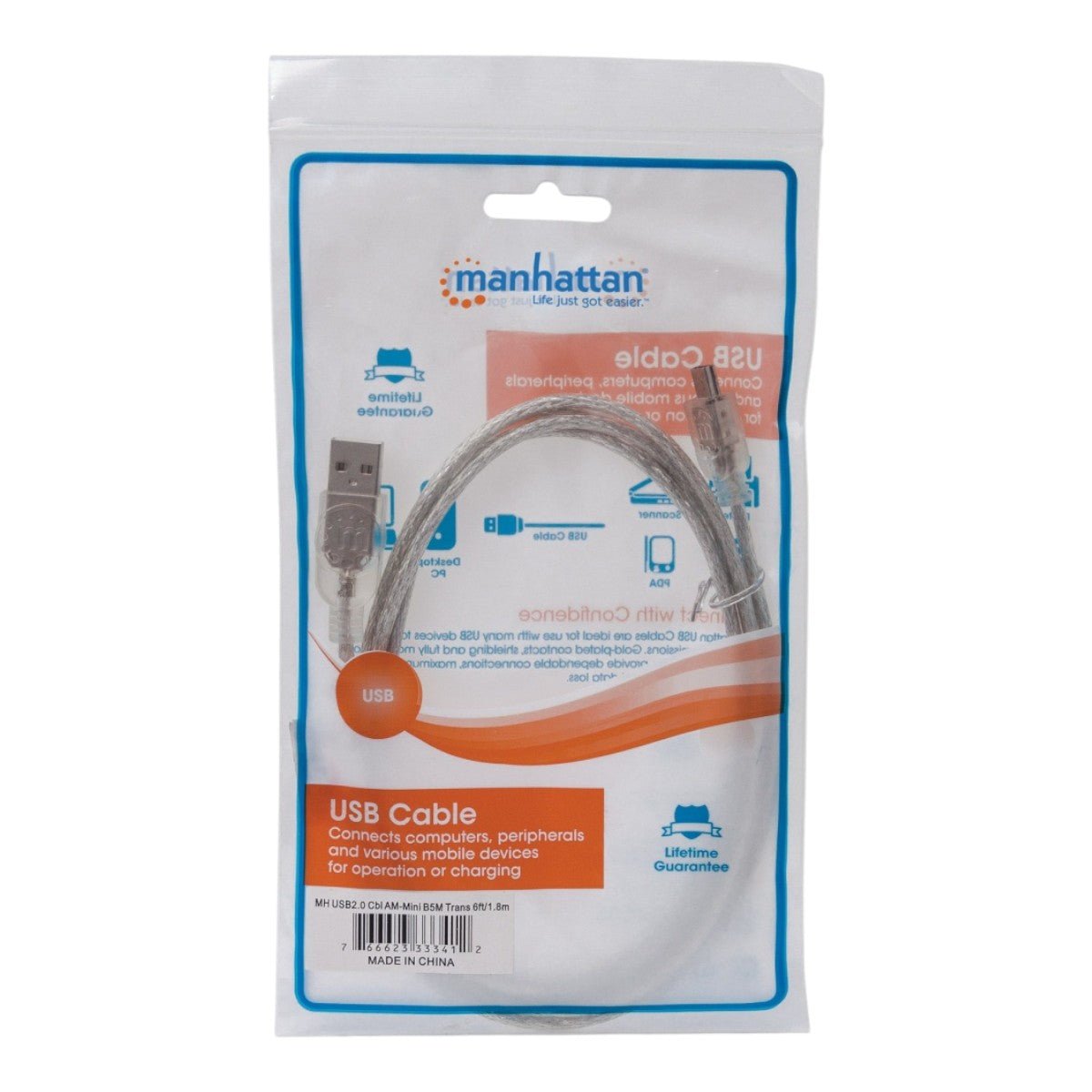 Cable USB V2.0 A-macho/Mini-B-M plata 1.8 m 333412 - SILYMX