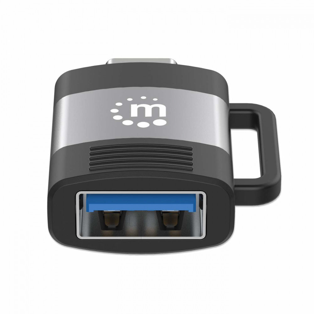Adaptador USB-C a USB-A Manhattan 356312 – USB 3.2 Gen 1, 5 Gbps, 3A, Aluminio Negro/Gris Espacial