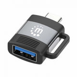 Adaptador USB-C a USB-A Manhattan 356312 – USB 3.2 Gen 1, 5 Gbps, 3A, Aluminio Negro/Gris Espacial