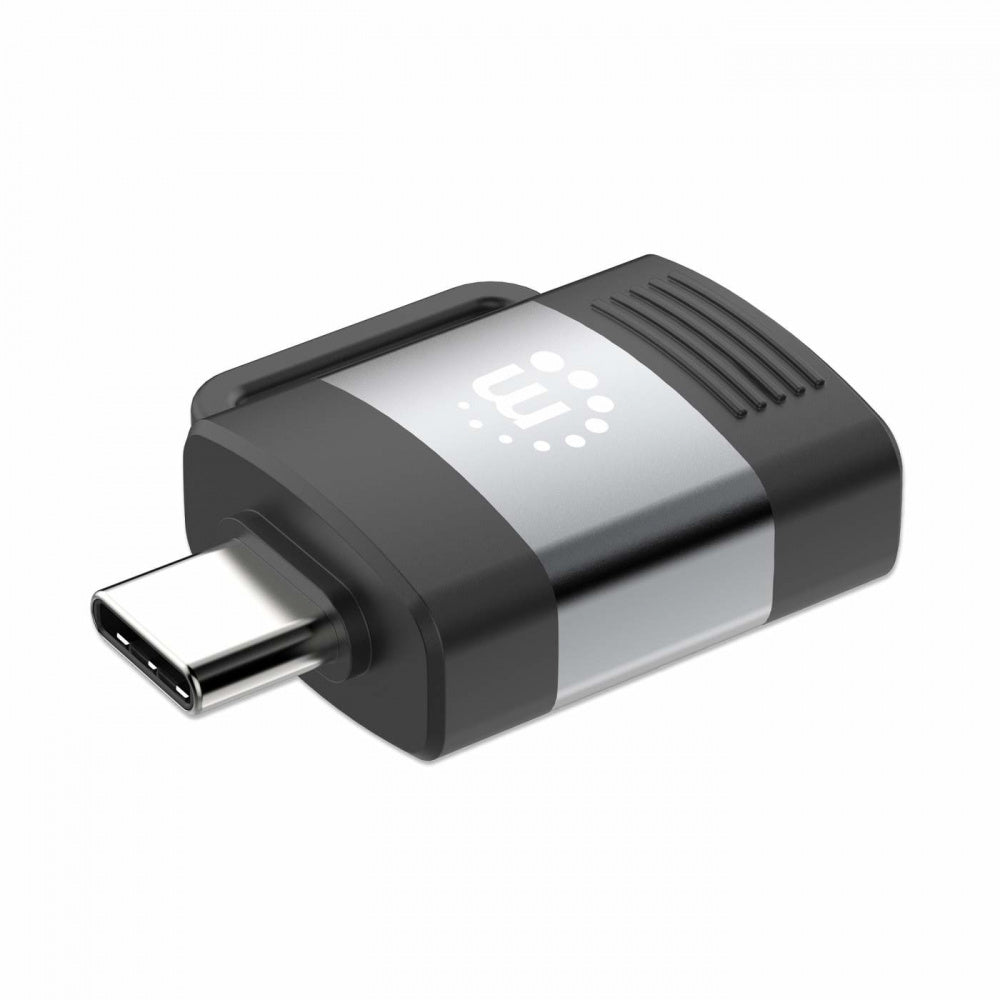 Adaptador USB-C a USB-A Manhattan 356312 – USB 3.2 Gen 1, 5 Gbps, 3A, Aluminio Negro/Gris Espacial