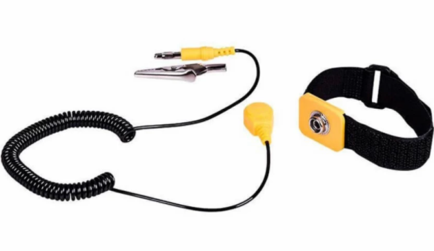 Pulsera Antiestática con Cable a Tierra, 1.8 Metros Negro Amarillo 410144
