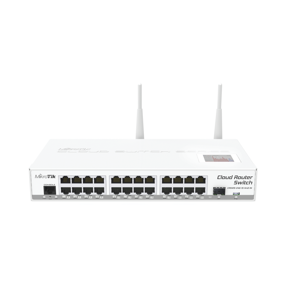 Cloud Router Switch 24 Puertos Gigabit Ethernet 1 Puerto SFP 802.11b/g/n Para escritorio CRS125-24G-1S-2HnD-IN - SILYMX