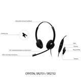 Diadema clásica accesible control mute y vol USB Monoaural CRYSTAL SR2731 - SILYMX