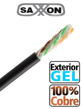 Bobina de Cable UTP Cat6 Saxxon Para Exterior con Gel 100% Cobre Color Negro 305 Metros OUTPCAT6GCOPEXT - SILYMX